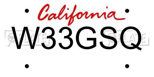 W33GSQ California License Plate