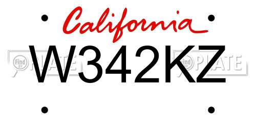W342KZ California License Plate