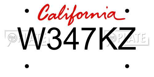 W347KZ California License Plate