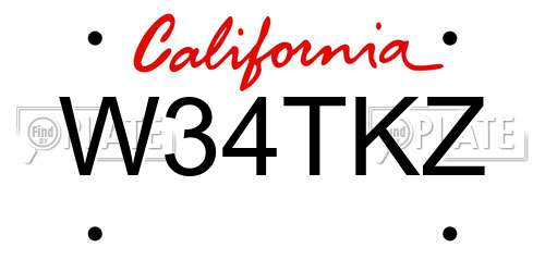 W34TKZ California License Plate