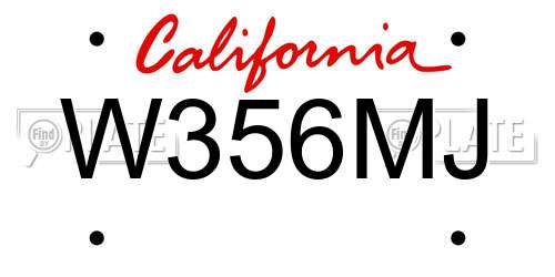 W356MJ California License Plate