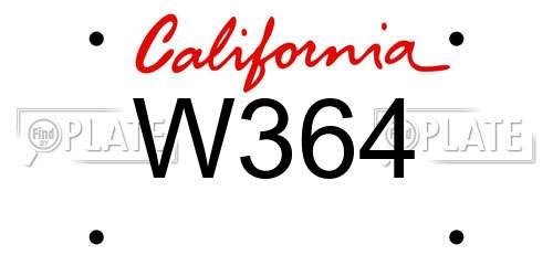 W364 California License Plate