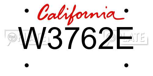 W3762E California License Plate