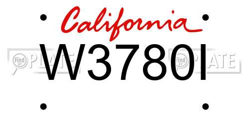 W3780I California License Plate