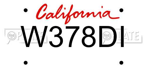 W378DI California License Plate