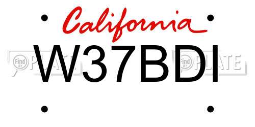 W37BDI California License Plate