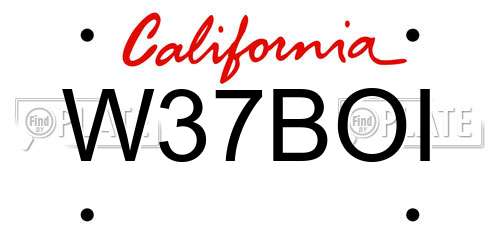 W37BOI California License Plate