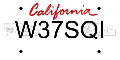 W37SQI California License Plate