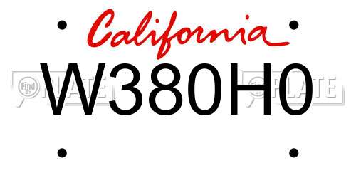 W380H0 California License Plate