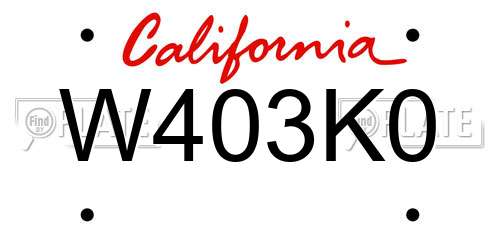 W403K0 California License Plate