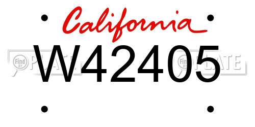 W42405 California License Plate