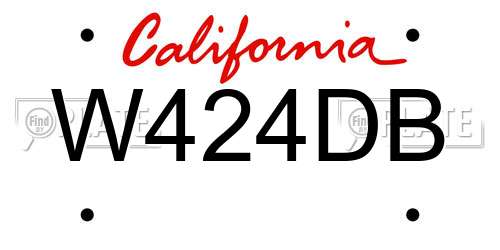 W424DB California License Plate