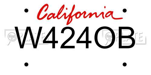 W424OB California License Plate