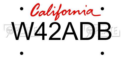 W42ADB California License Plate
