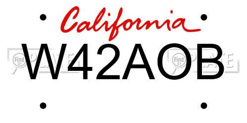 W42AOB California License Plate