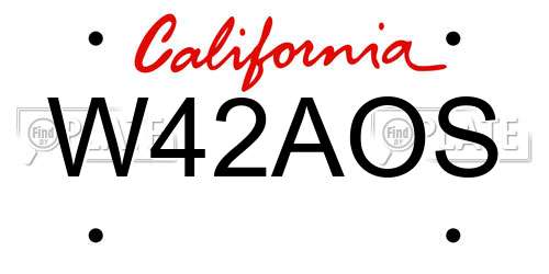 W42AOS California License Plate