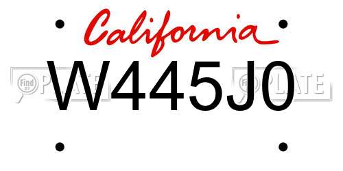 W445J0 California License Plate