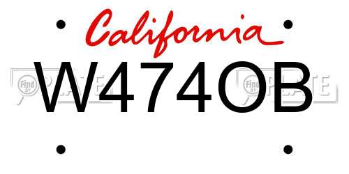 W474OB California License Plate