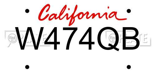 W474QB California License Plate