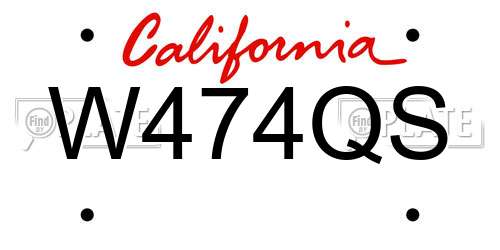 W474QS California License Plate