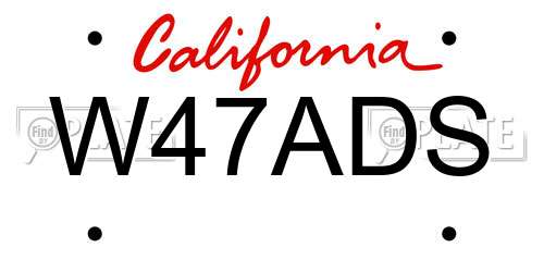 W47ADS California License Plate