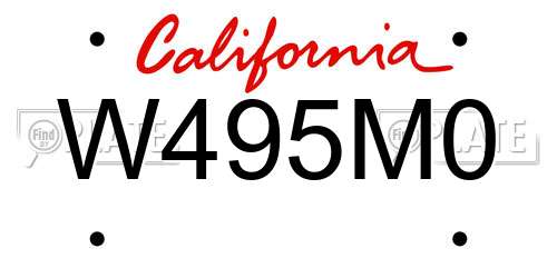 W495M0 California License Plate