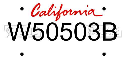 W50503B California License Plate