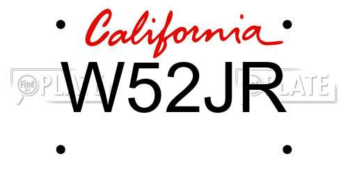 W52JR California License Plate