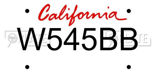 W545BB California License Plate