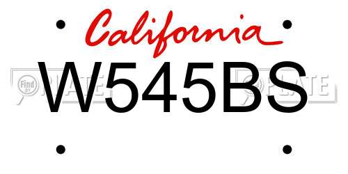 W545BS California License Plate