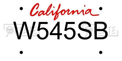 W545SB California License Plate
