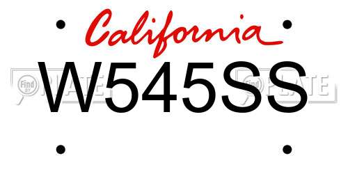 W545SS California License Plate