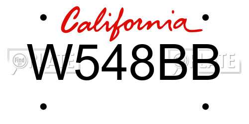W548BB California License Plate