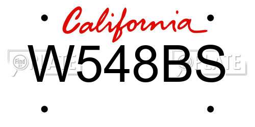 W548BS California License Plate