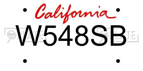 W548SB California License Plate