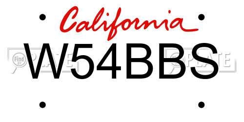 W54BBS California License Plate
