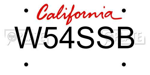 W54SSB California License Plate