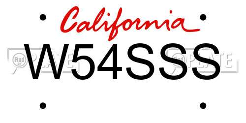 W54SSS California License Plate