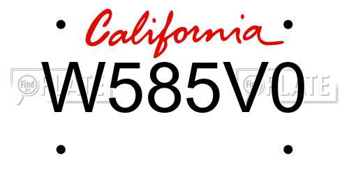 W585V0 California License Plate