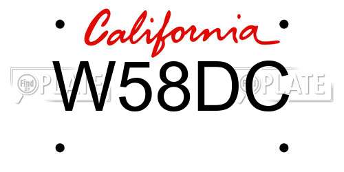 W58DC California License Plate