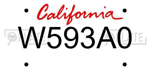 W593A0 California License Plate
