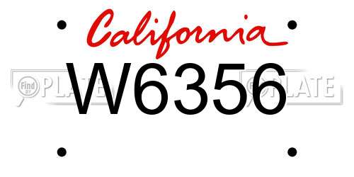 W6356 California License Plate
