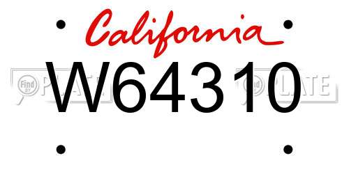 W64310 California License Plate