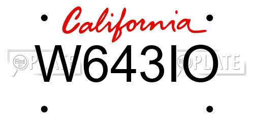 W643IO California License Plate