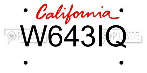W643IQ California License Plate
