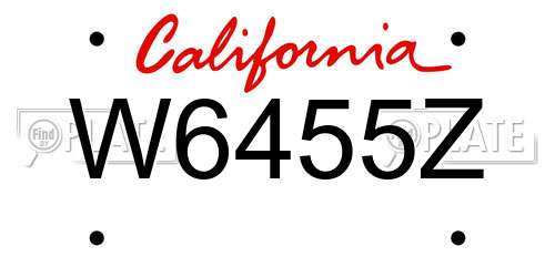 W6455Z California License Plate