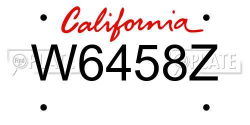 W6458Z California License Plate