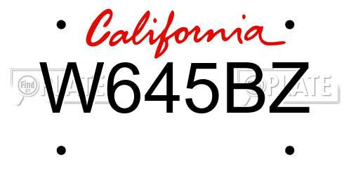 W645BZ California License Plate