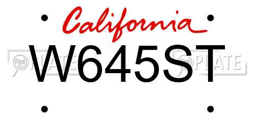 W645ST California License Plate