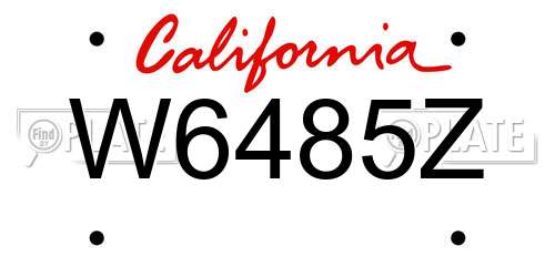 W6485Z California License Plate